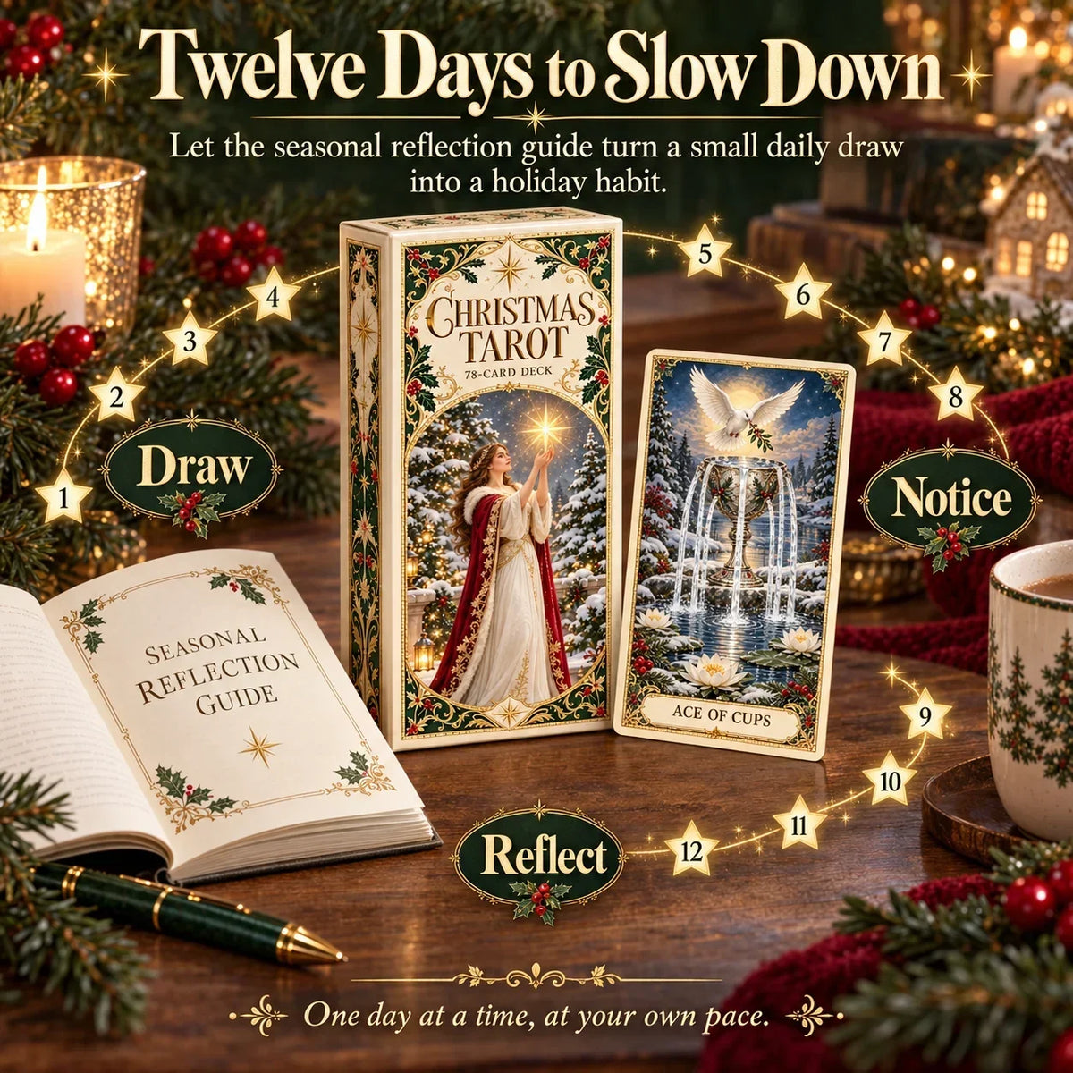 🔮 Yuletide Tarot Deck | 78 Festive Cards & A Guided 12-Day Holiday Ritual