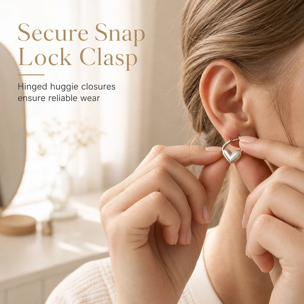 💕 ✨ Small Heart Hoop Earrings – Smooth finish & French minimalist style ✨（🔥BUY 1 GET 1 FREE🎉）