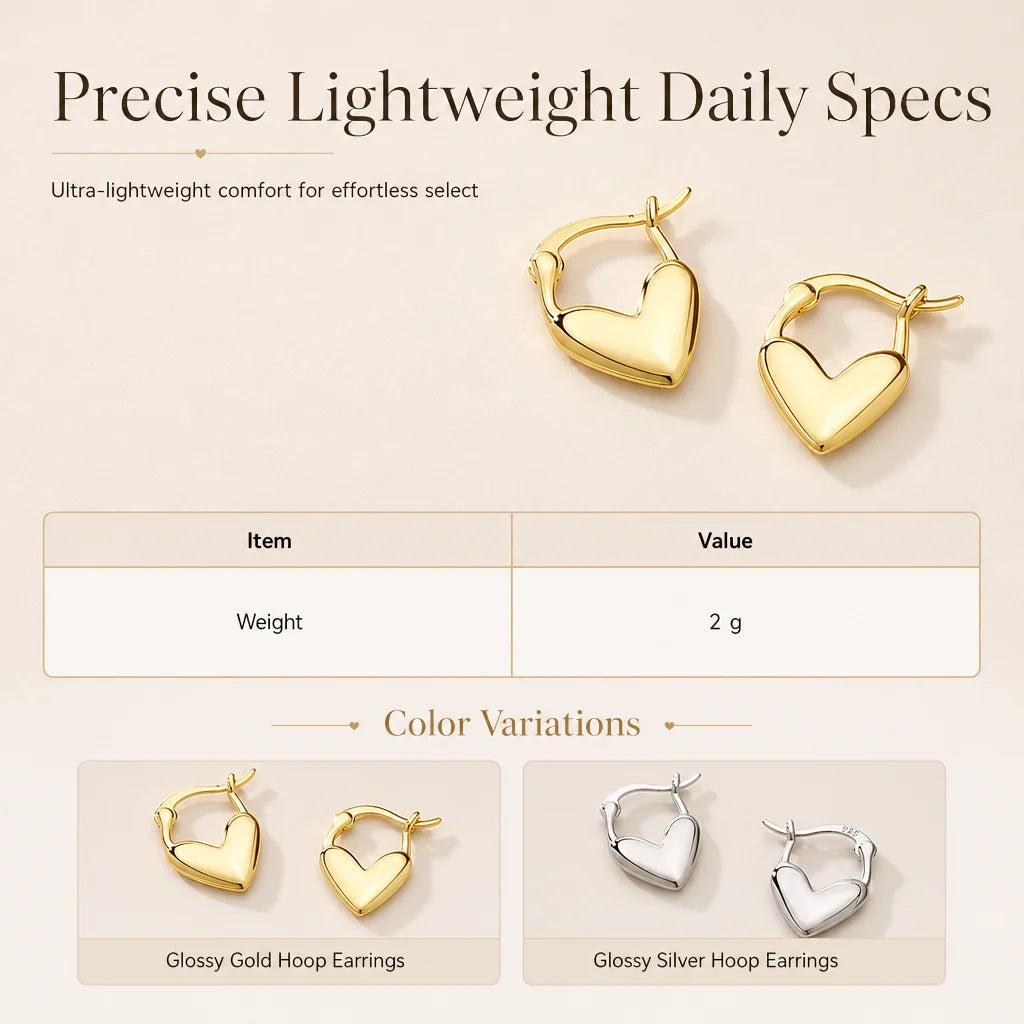 💕 ✨ Small Heart Hoop Earrings – Smooth finish & French minimalist style ✨（🔥BUY 1 GET 1 FREE🎉）