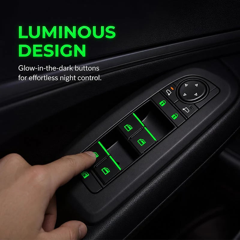 💡Car Window Lift Switch Luminous Stickers - Colorful Night Glow Warning Button Decal