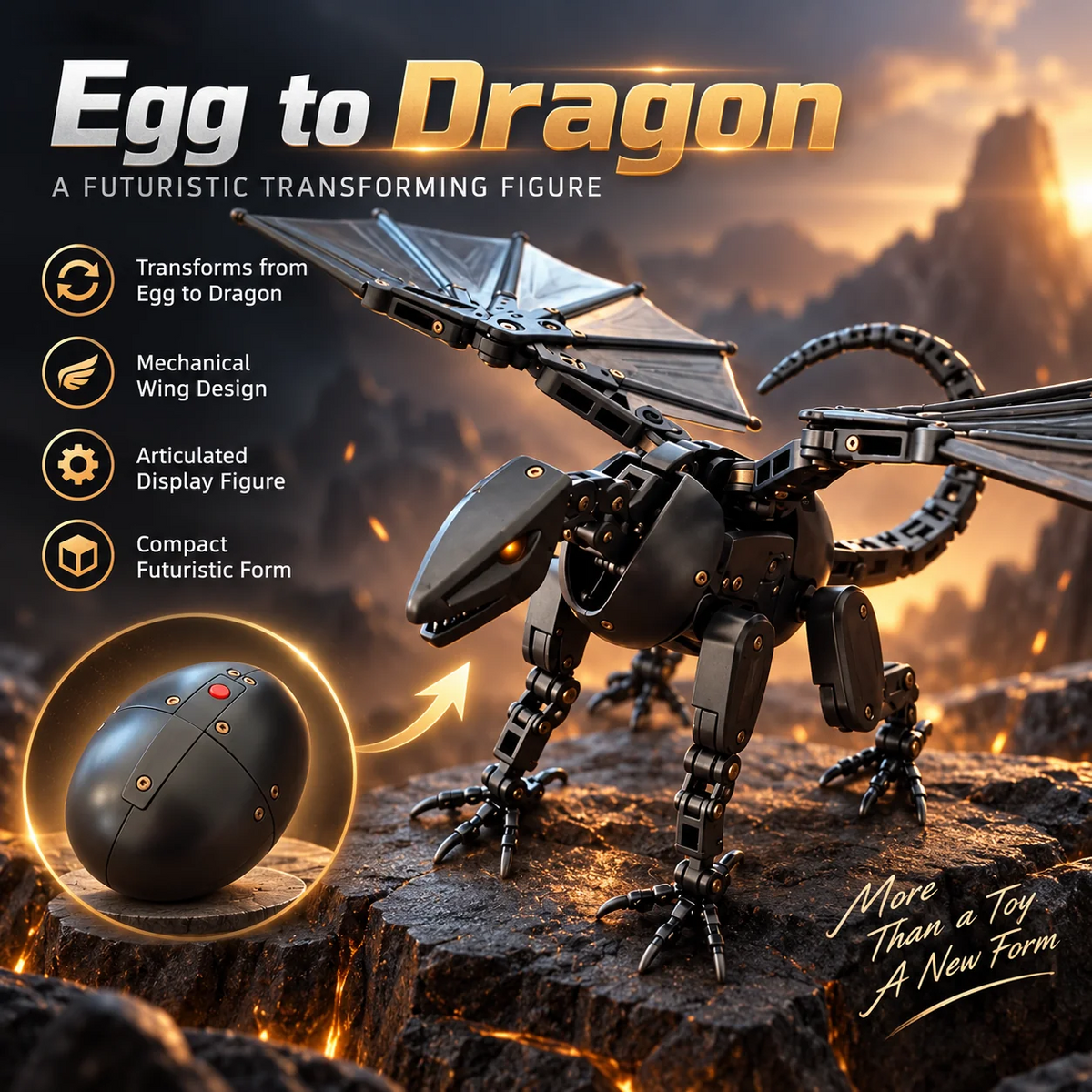 🐉  DragonMorph – Egg to Dragon Transforming Mechanical Toy