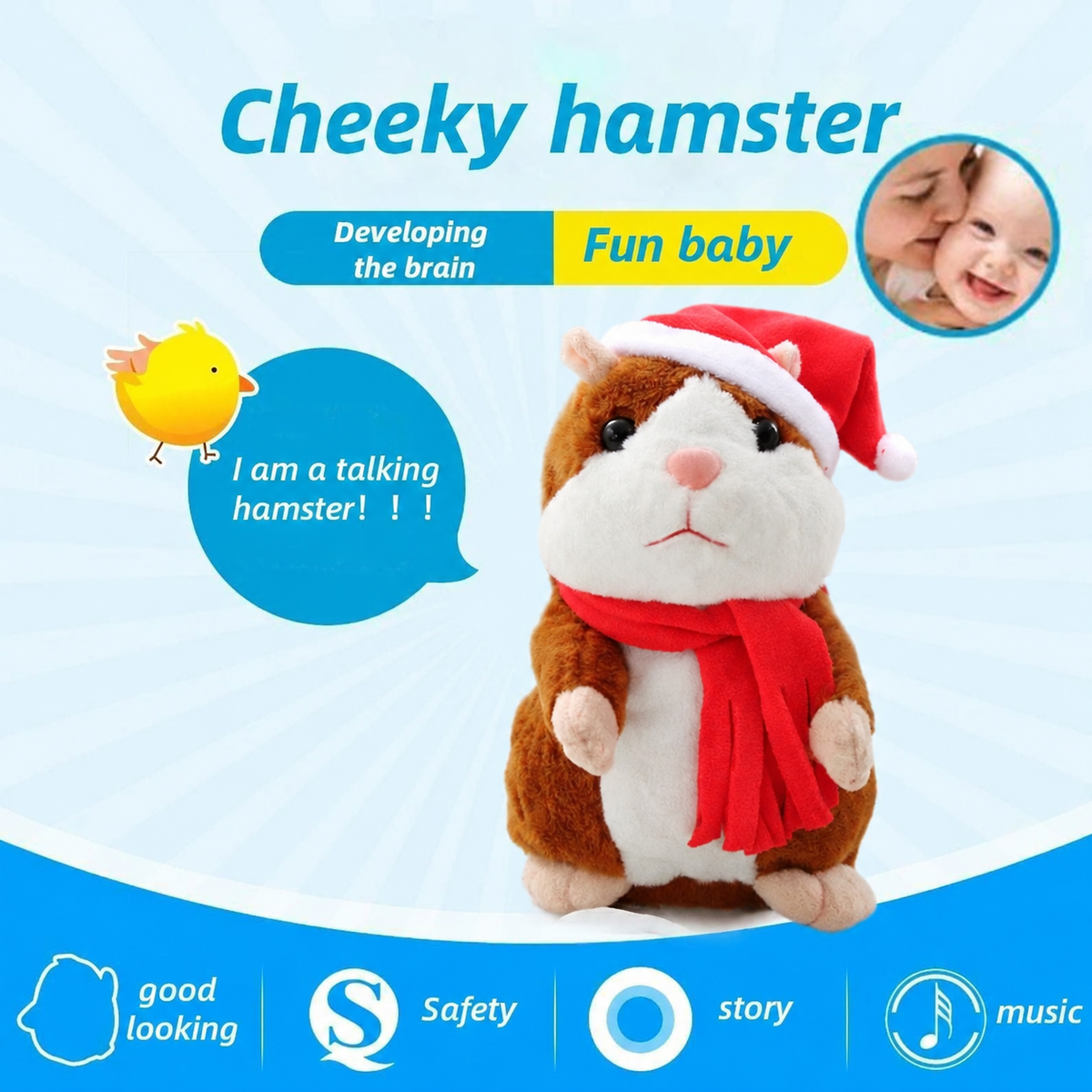 🐹 Last Day Special Price £16.99！✨Talking Hamster Plush – repeats whatever you say, auto head-shaking, hilarious fun for kids & adults.🎁