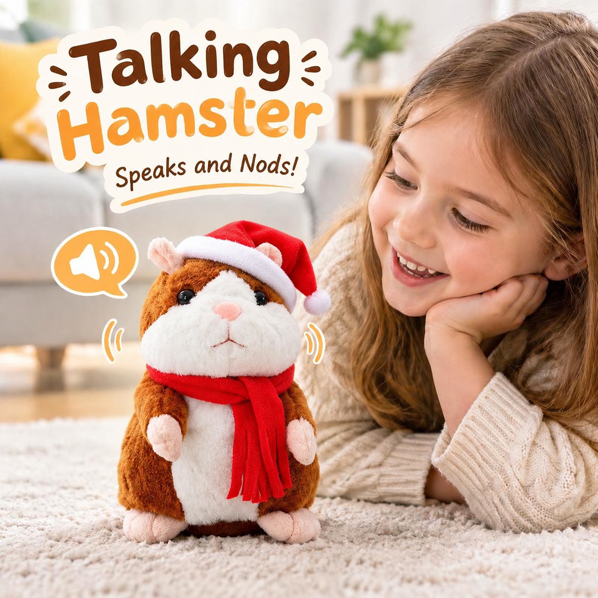 🐹 Last Day Special Price £16.99！✨Talking Hamster Plush – repeats whatever you say, auto head-shaking, hilarious fun for kids & adults.🎁