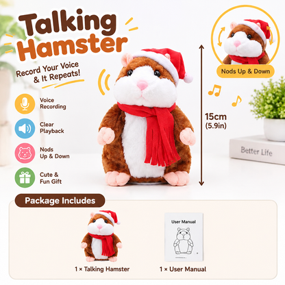 🐹 Last Day Special Price £16.99！✨Talking Hamster Plush – repeats whatever you say, auto head-shaking, hilarious fun for kids & adults.🎁
