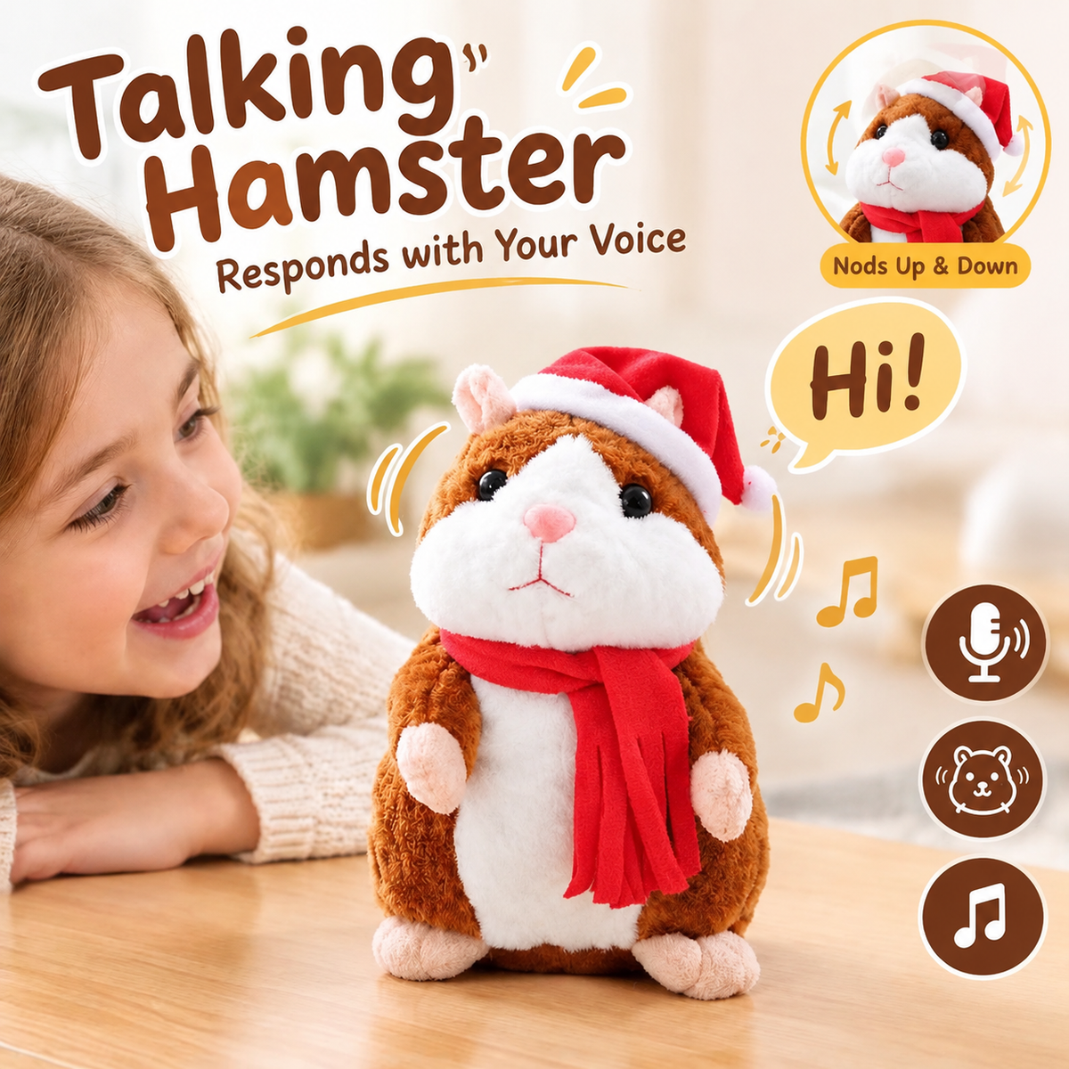 🐹✨Talking Hamster Plush – repeats whatever you say, auto head-shaking, hilarious fun for kids & adults.🎁