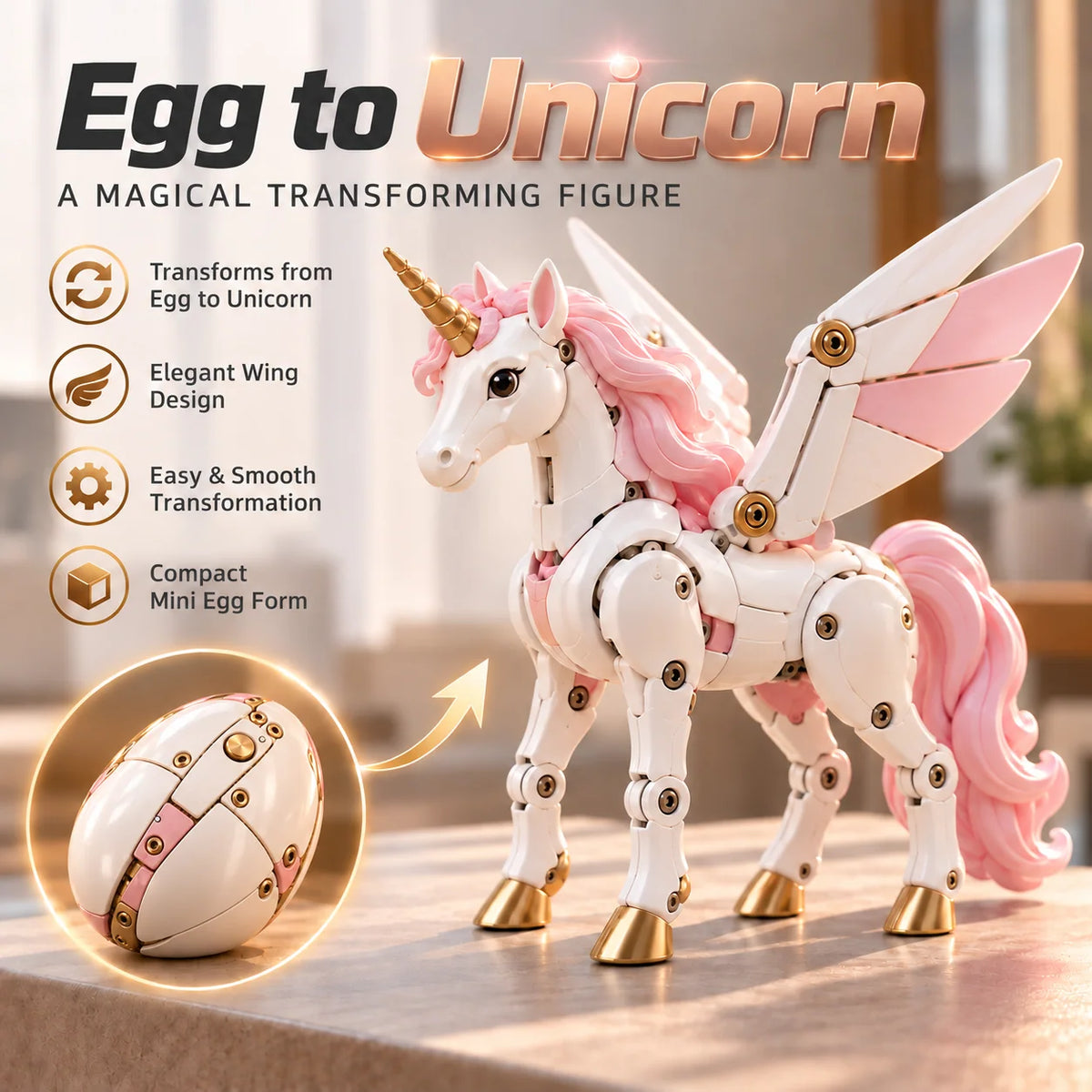 🦄 2-in-1 Transforming Mechanical Unicorn Egg – Winged Fantasy Figure🔥