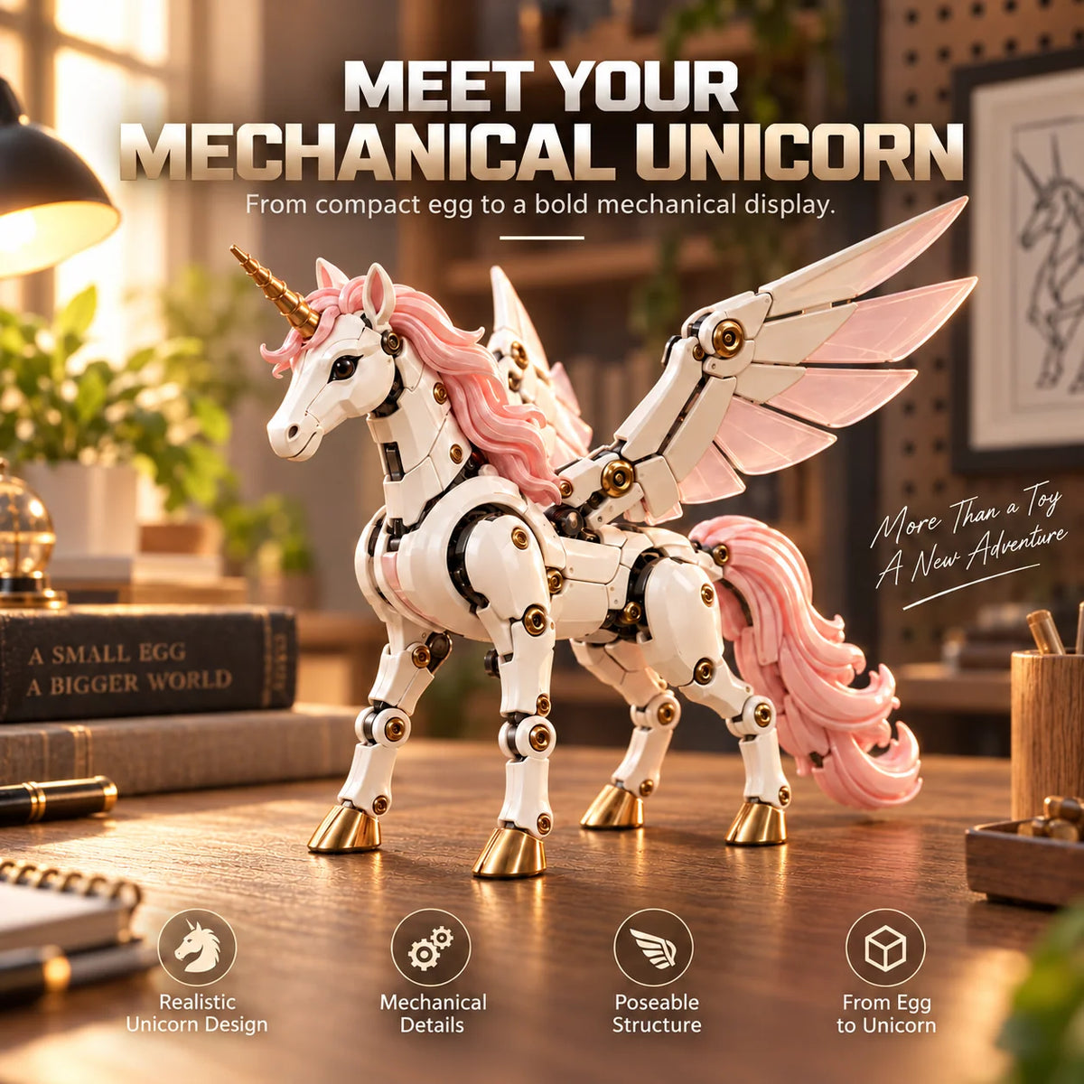 🦄 2-in-1 Transforming Mechanical Unicorn Egg – Winged Fantasy Figure🔥
