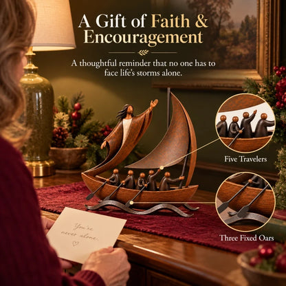 ⛵ ❤️When Life Gets Stormy, Let Faith Be Your Anchor — Peace in the Storm Sailboat Sculpture ✝️