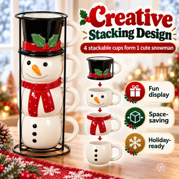 ☃️🎄 Snowman Stacking Cups — Create A Cozy Winter Moment With Every Sip!