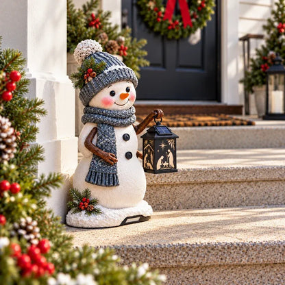 ⛄ Snowman Nativity Glow– Solar Christmas Step Light with Holy Family Projection