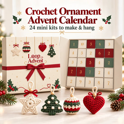 🎄 24-Day Crochet Christmas Advent Calendar – 24 Surprise DIY Ornament Kits to Make & Hang 🧶