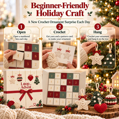 🎄 24-Day Crochet Christmas Advent Calendar – 24 Surprise DIY Ornament Kits to Make & Hang 🧶