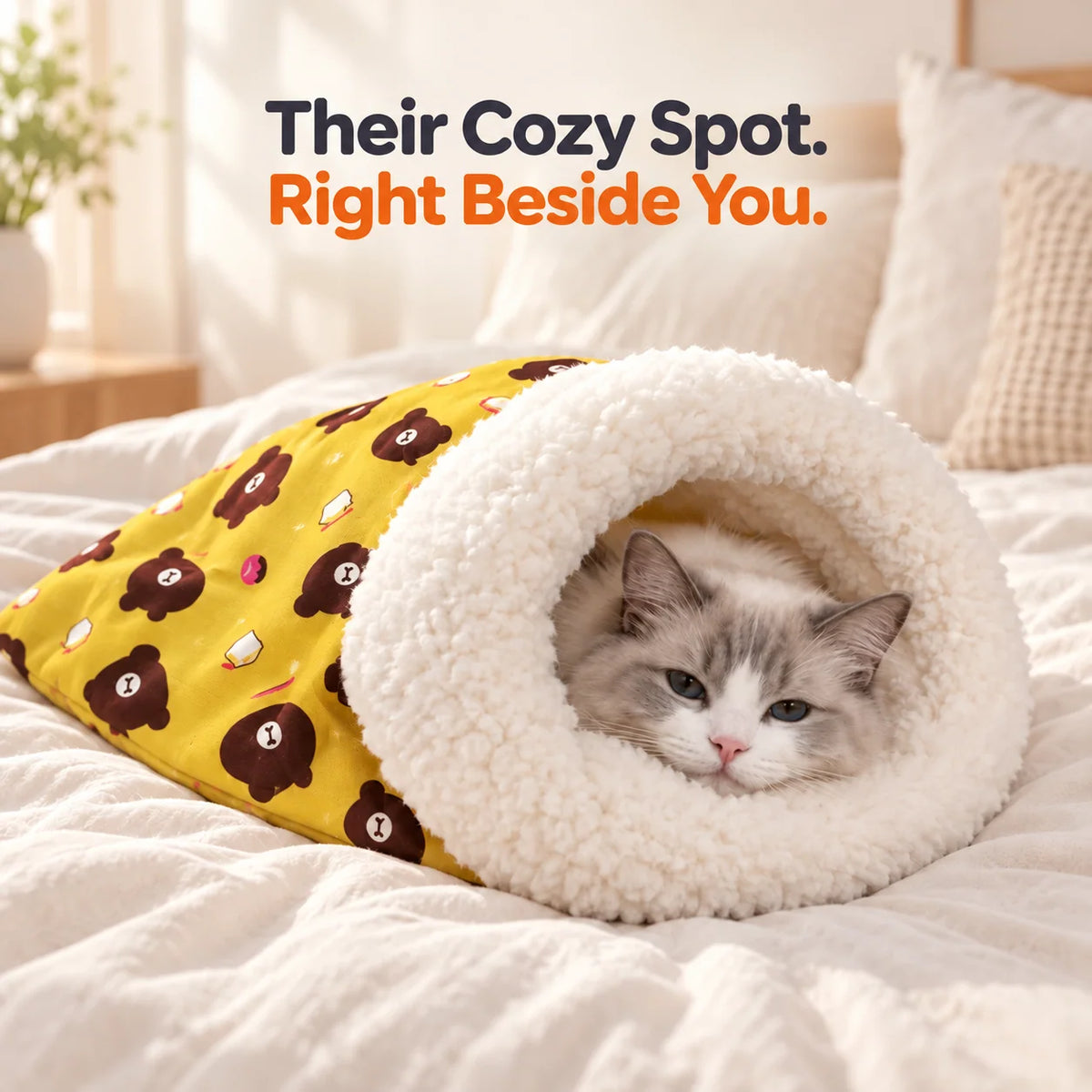 🐱💤 Cozy Cat Sleeping Bag – Ultra-Soft Plush Hideaway Bed for Cats ✨