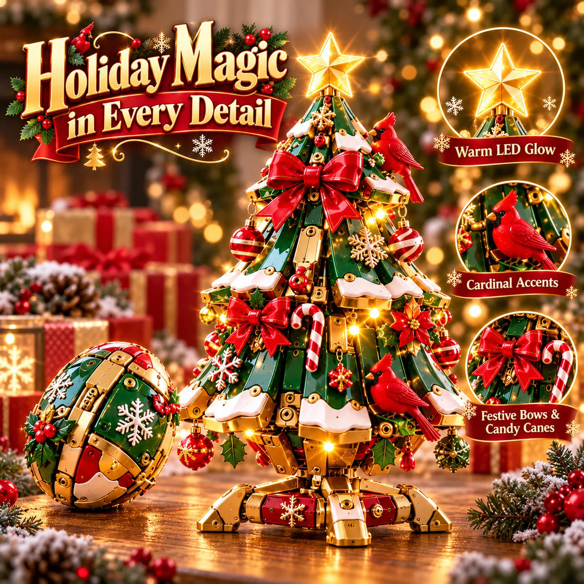 🔥 Last Day 49% Off 🔥 Egg-to-christmas Tree™ Magical Transforming Toy – Cardinal Christmas Tree Holiday Gift 🎄🎁✨