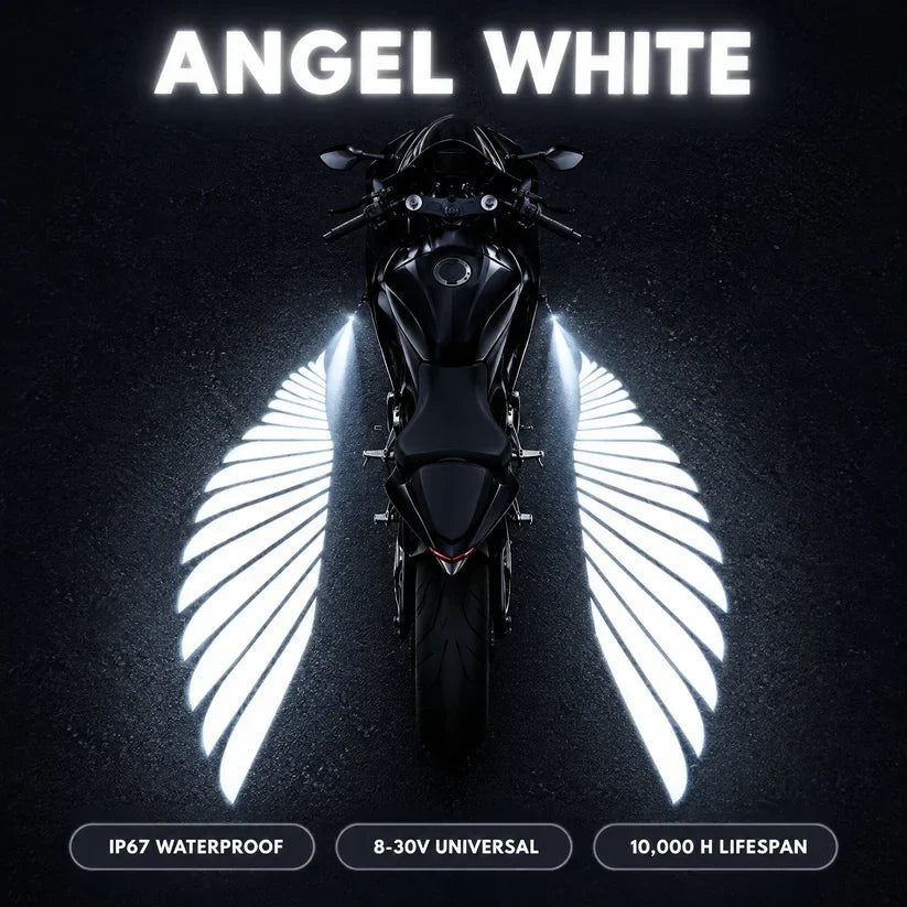 🔥🏍️ IP67 Waterproof & Dustproof Angel Wing Motorcycle LED Projector Lights (1 Pair)