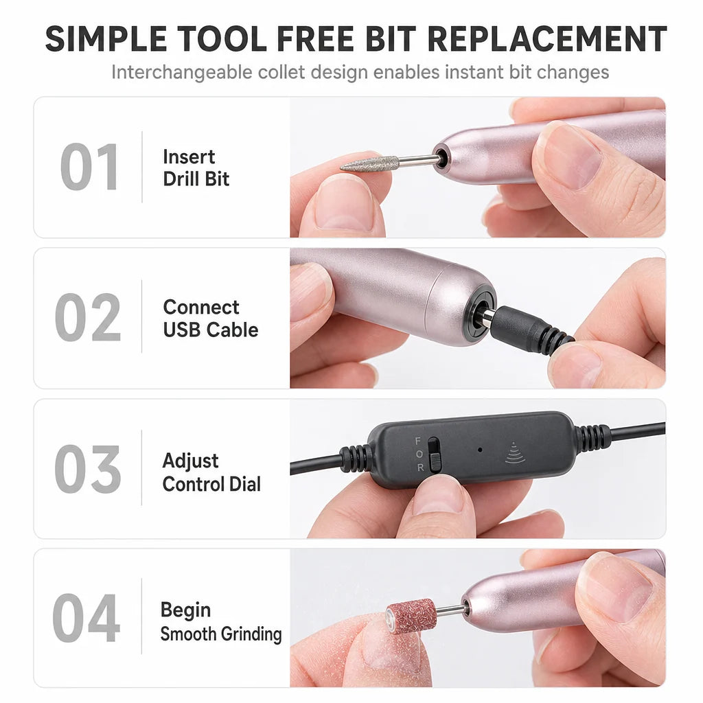 💅Portable USB Electric Nail Drill Pen for Manicure