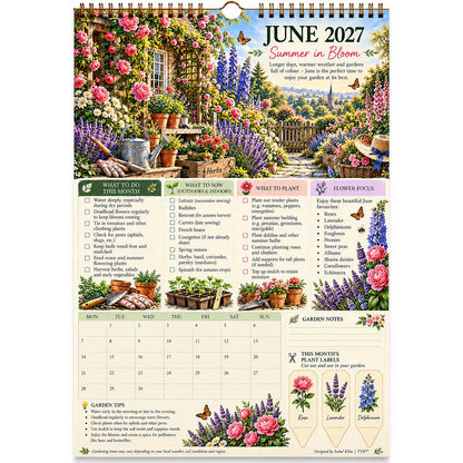 2027 Four Seasons Gardening Calendar & Monthly Planner – A4 Wall Calendar with Planting Guide, Garden Tasks & Plant Labels