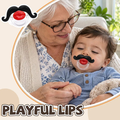 Red Lips and Mustache Baby Pacifier