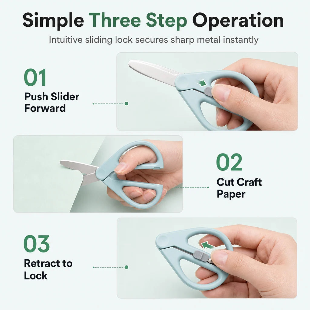 Portable Retractable Safety Scissors For Kids And Adults Multi-purpose Handheld Scissors For Diy Paper Cutting And Package Opening