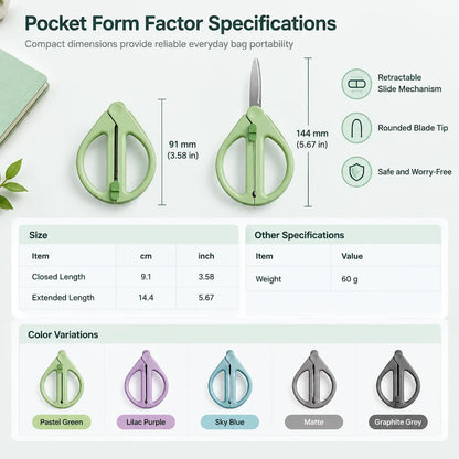 Portable Retractable Safety Scissors For Kids And Adults Multi-purpose Handheld Scissors For Diy Paper Cutting And Package Opening