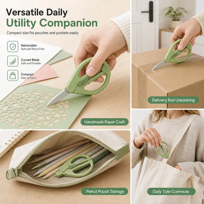 Portable Retractable Safety Scissors For Kids And Adults Multi-purpose Handheld Scissors For Diy Paper Cutting And Package Opening