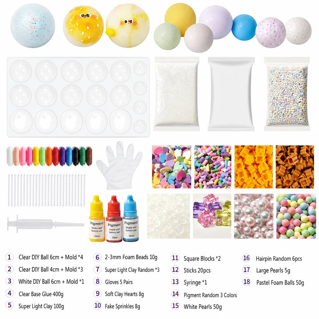🧸 DIY Clay Squeeze Ball Kit — Handmade Stress Relief Fun for Kids ✨