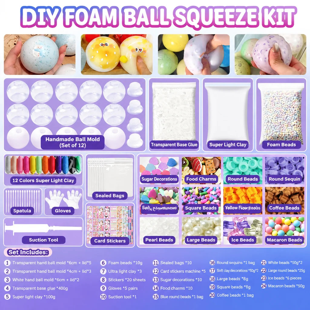 🧸 DIY Clay Squeeze Ball Kit — Handmade Stress Relief Fun for Kids ✨