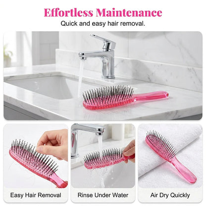 Detangle Knots Instantly! Gentle Portable Scalp Massage Hairbrush