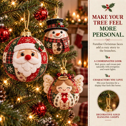 🎄Beginner-Friendly Cozy Patchwork Christmas Ornament Collection | 8 Festive Character Designs for Trees, Wreaths & Holiday Gifts ✨