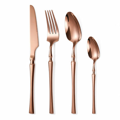🍴 Stainless Steel Flatware Set: 304 Steel, 5 Finishes, 4/24 Pieces, Slim Profile