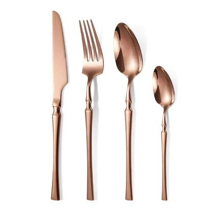🍴 Stainless Steel Flatware Set: 304 Steel, 5 Finishes, 4/24 Pieces, Slim Profile