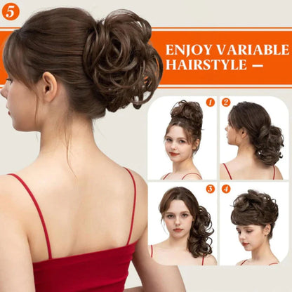 👱‍♀️ ✨ Messy Side Comb Hair Bun – Instant Voluminous Updo Clip-in – 10-second Effortless Styling, Slip-proof All-day Hold, Premium Heat-friendly Fiber Up To 160°c & Lightweight Only 90g – 3 Placement Styles 🎀