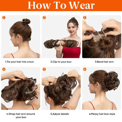 👱‍♀️ ✨ Messy Side Comb Hair Bun – Instant Voluminous Updo Clip-in – 10-second Effortless Styling, Slip-proof All-day Hold, Premium Heat-friendly Fiber Up To 160°c & Lightweight Only 90g – 3 Placement Styles 🎀