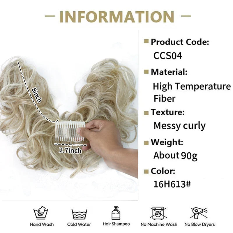 👱‍♀️ ✨ Messy Side Comb Hair Bun – Instant Voluminous Updo Clip-in – 10-second Effortless Styling, Slip-proof All-day Hold, Premium Heat-friendly Fiber Up To 160°c & Lightweight Only 90g – 3 Placement Styles 🎀