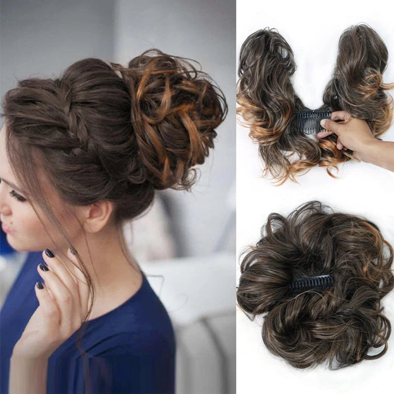 👱‍♀️ ✨ Messy Side Comb Hair Bun – Instant Voluminous Updo Clip-in – 10-second Effortless Styling, Slip-proof All-day Hold, Premium Heat-friendly Fiber Up To 160°c & Lightweight Only 90g – 3 Placement Styles 🎀