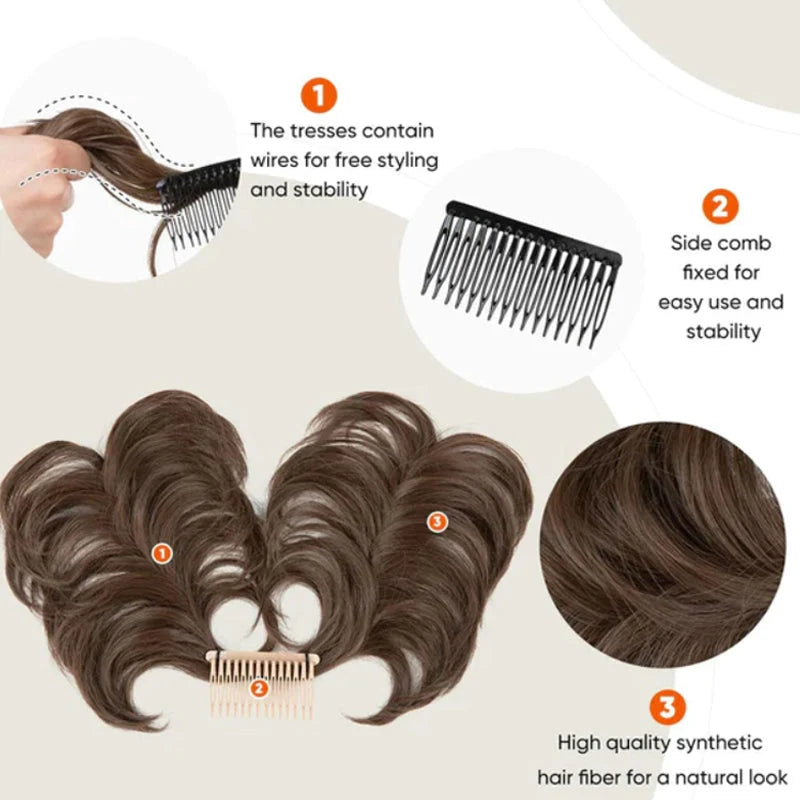 👱‍♀️ ✨ Messy Side Comb Hair Bun – Instant Voluminous Updo Clip-in – 10-second Effortless Styling, Slip-proof All-day Hold, Premium Heat-friendly Fiber Up To 160°c & Lightweight Only 90g – 3 Placement Styles 🎀