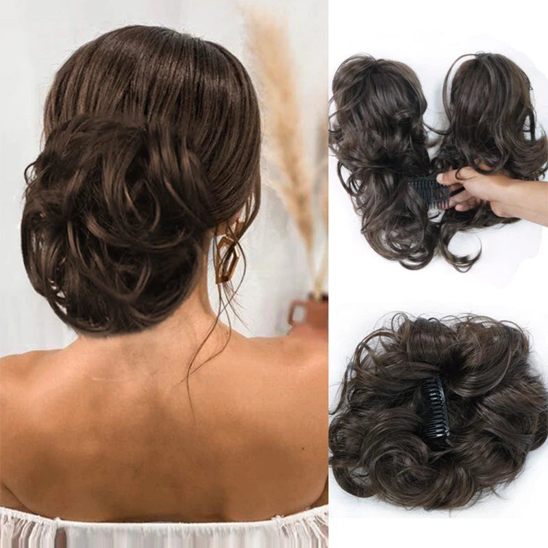 👱‍♀️ ✨ Messy Side Comb Hair Bun – Instant Voluminous Updo Clip-in – 10-second Effortless Styling, Slip-proof All-day Hold, Premium Heat-friendly Fiber Up To 160°c & Lightweight Only 90g – 3 Placement Styles 🎀