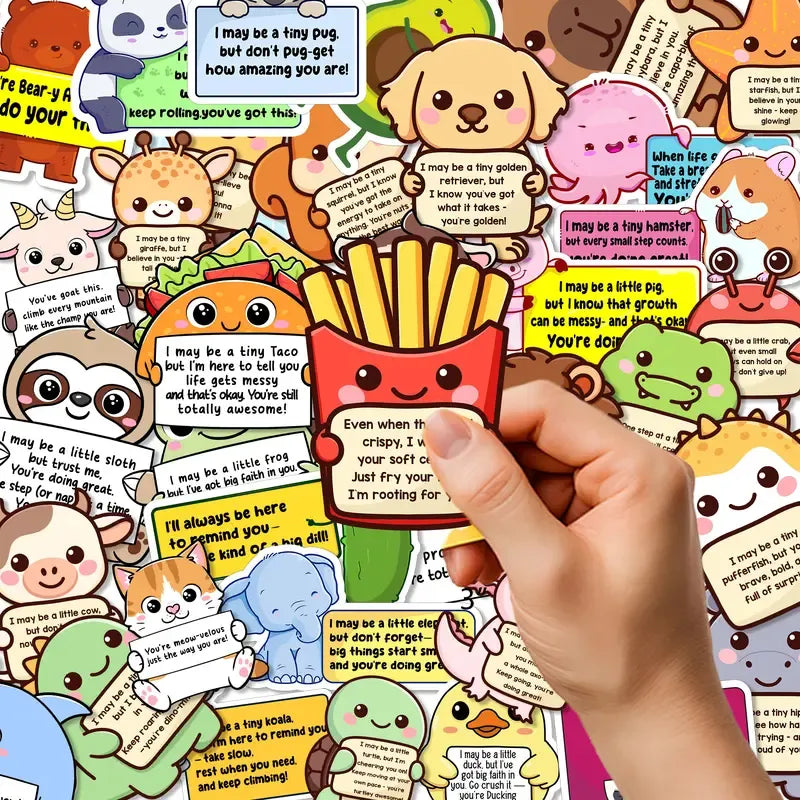 50 Pcs/1 Pack🤗 Positive Emotional Support Buddies Stickers – Inspirational, Waterproof & No Residue🎁 Uplifting Gifts for Kids, Teens, Coworkers & Yourself 😻