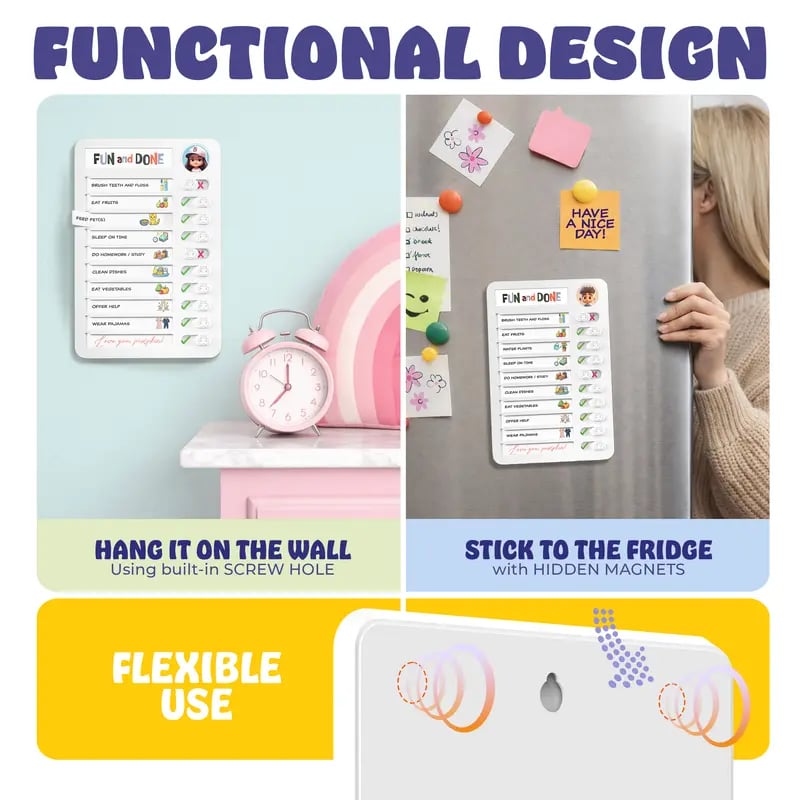 👦FUN and DONE Kids Magnetic Chore Chart 🎯