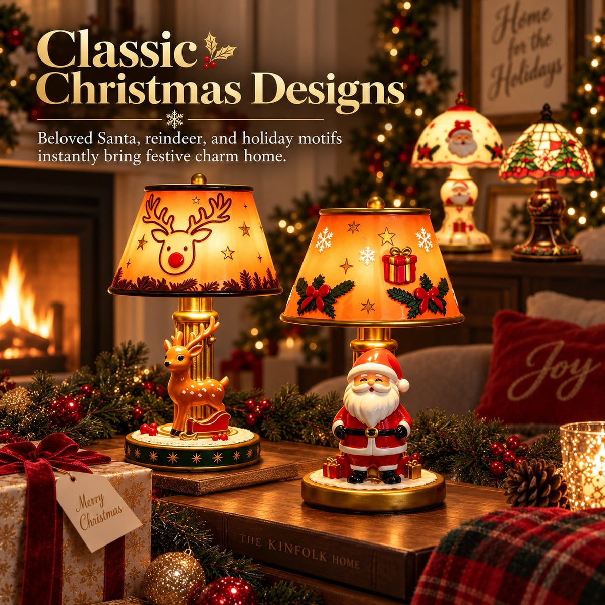 🎅 Santa Claus & Reindeer LED Resin Lamp Decoration
