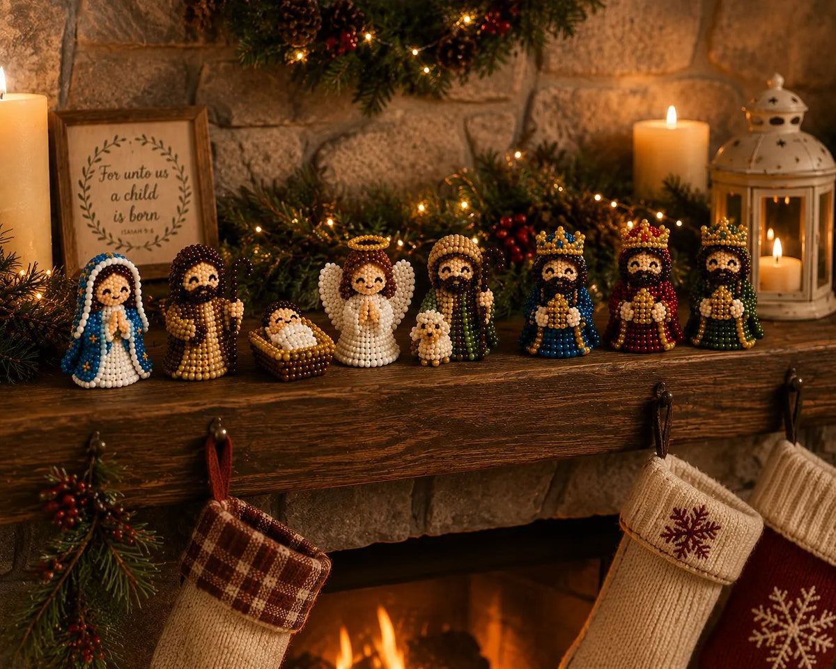 ✝️3D Beaded Nativity Collection DIY Kit – Handmade Christmas Faith Craft Set (8-Piece Set)