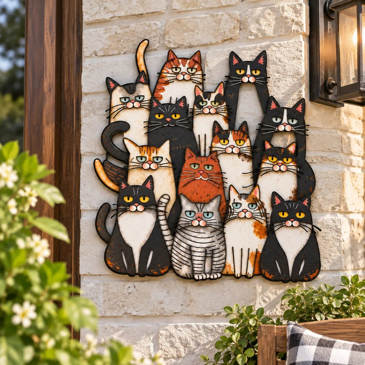 Whimsical Cat Family Metal Wall Art😻🐾