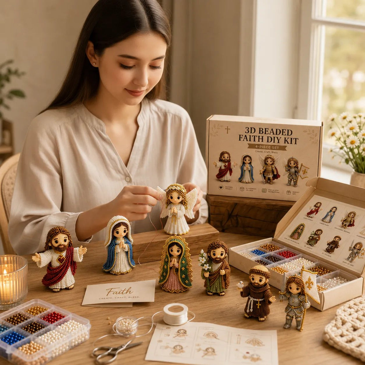 🔥  Tiny 3D Beaded Faith & Angel DIY Kit✨🕊️