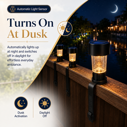 4-Pcs Solar Outdoor Railing Lights With Flexible Strap