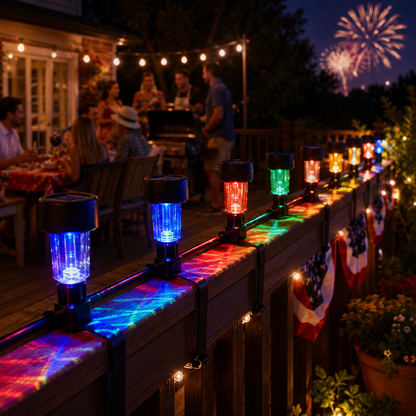 4-Pcs Solar Outdoor Railing Lights With Flexible Strap