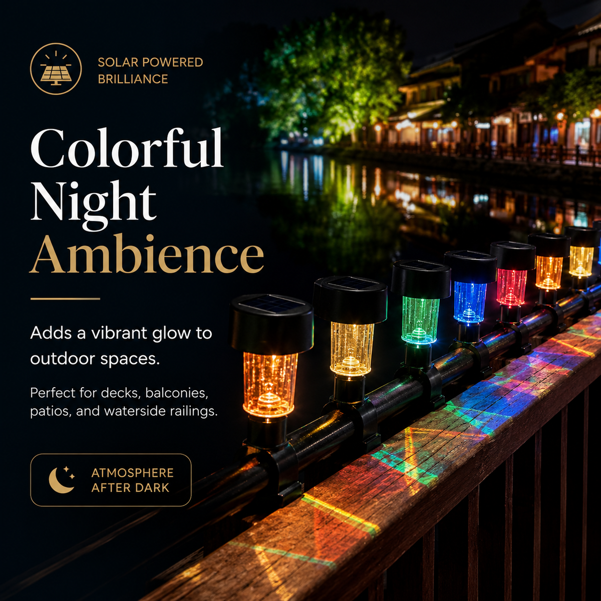 4-Pcs Solar Outdoor Railing Lights With Flexible Strap