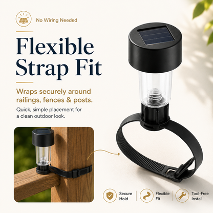 4-Pcs Solar Outdoor Railing Lights With Flexible Strap