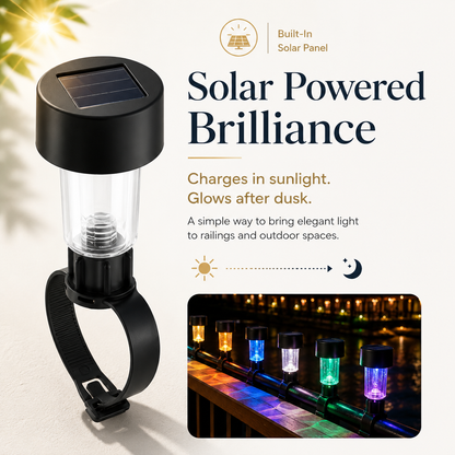 4-Pcs Solar Outdoor Railing Lights With Flexible Strap