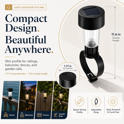 4-Pcs Solar Outdoor Railing Lights With Flexible Strap