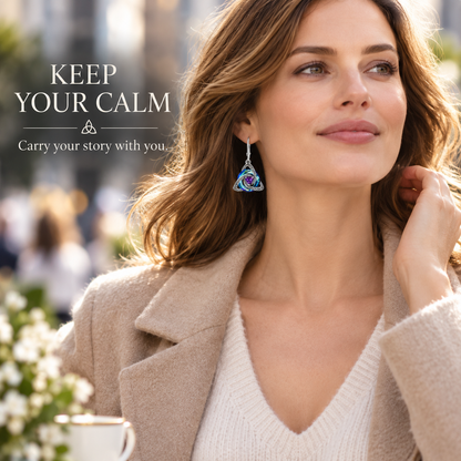 🛡️Celtic Knot Birthstone Drop Earrings – 12 Birth-Month Colours, One Meaningful Gift✨